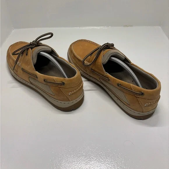 Rockport Men’s 11.5 Leather Boat Shoes Tan Brown Lace-Up Casual Comfort Shoes - Picture 6 of 16